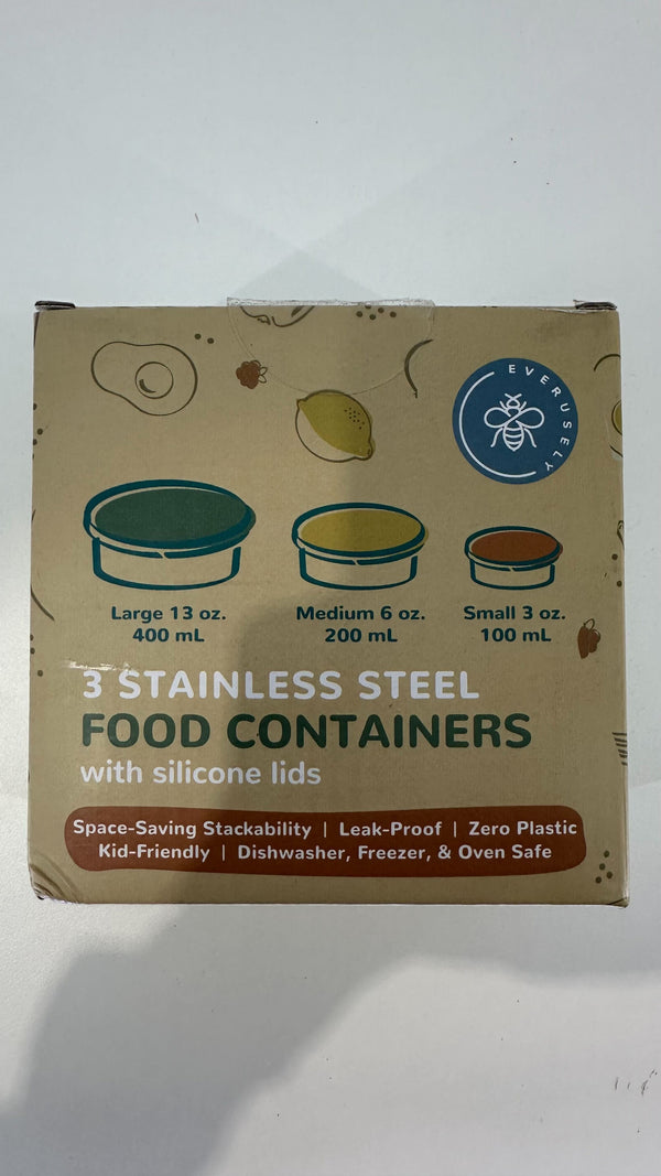 Everusely Food Containerscolor Stainless Steel Size Set 3
