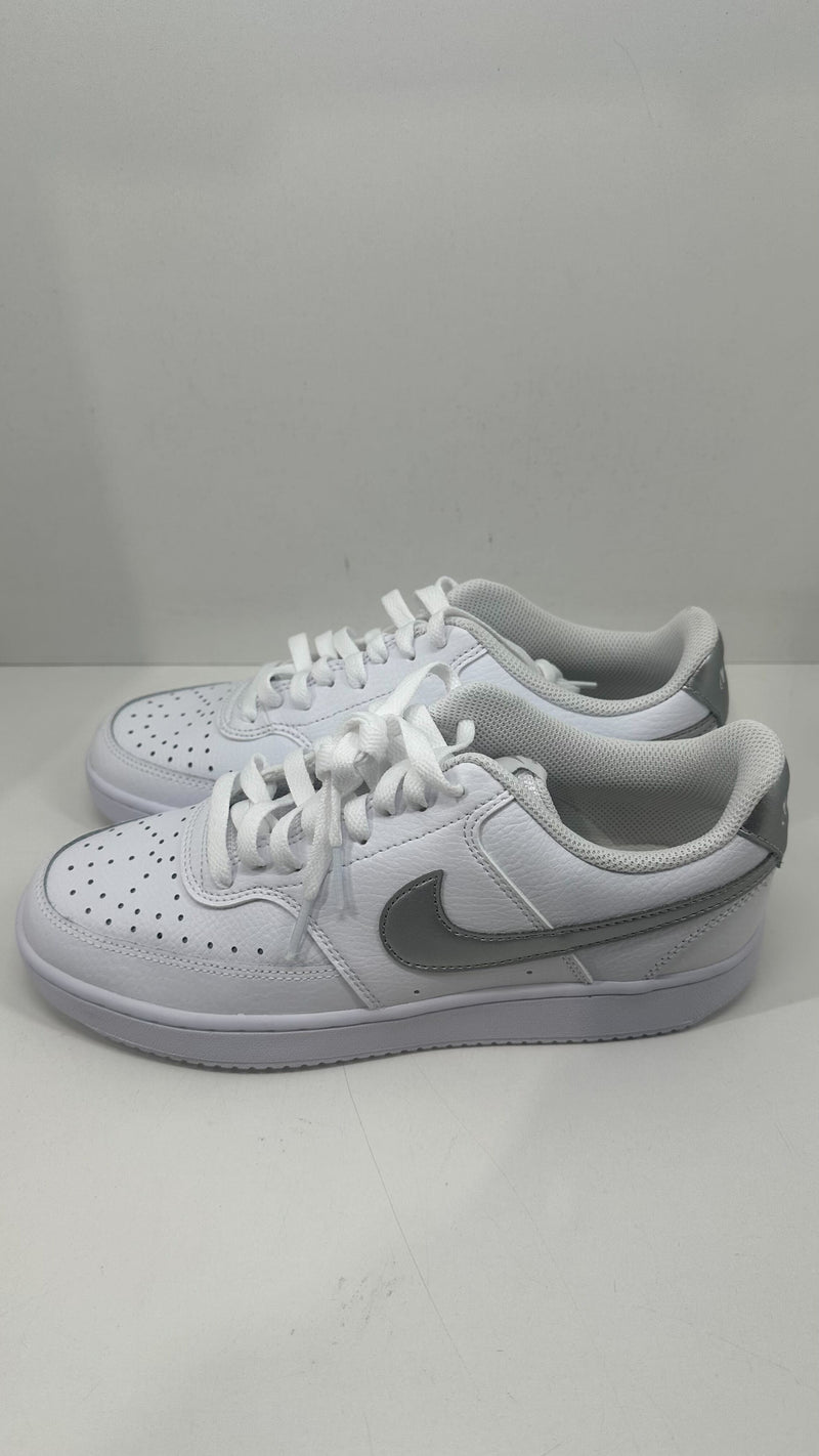 Nike Womens Training Walking Low & Mid Tops Lace Up Fashion Sneakers Color White/metallic Silver Size 8.5