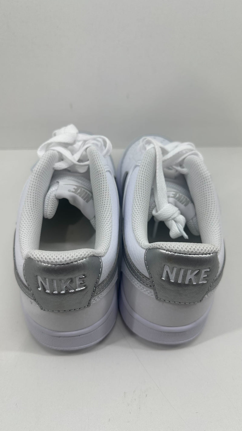 Nike Womens Training Walking Low & Mid Tops Lace Up Fashion Sneakers Color White/metallic Silver Size 8.5