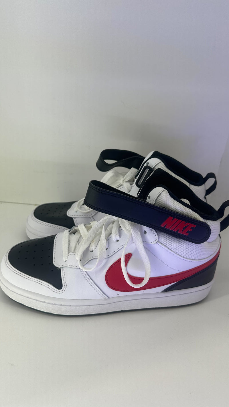 Nike Court Borough Mid 2 Grade School Kids' Basketball Shoes, Boy's Color white,univred,black Size 6