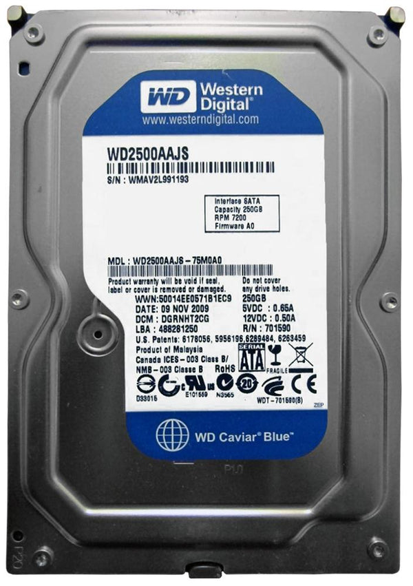 WD2500AAJS-75M0A0 Western Digital Caviar Blue 250GB 7200RPM SATA 3Gbps 8MB Cache 3.5-inch Internal Hard Drive