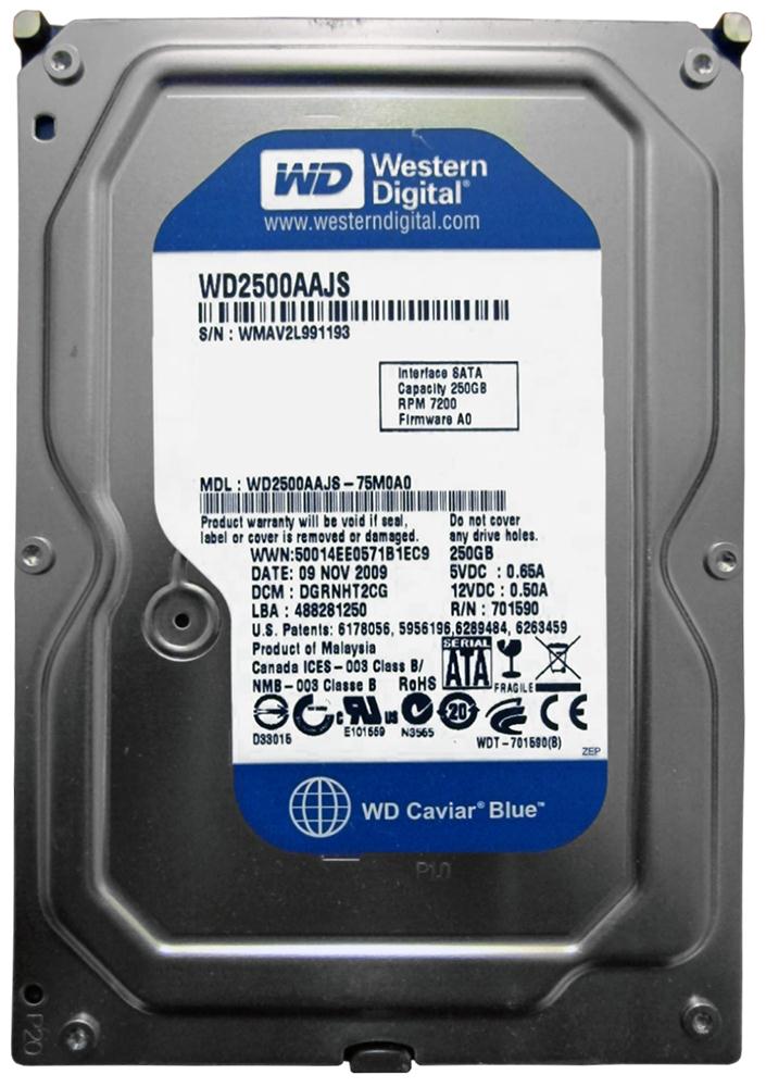 WD2500AAJS-75M0A0 Western Digital Caviar Blue 250GB 7200RPM SATA 3Gbps 8MB Cache 3.5-inch Internal Hard Drive