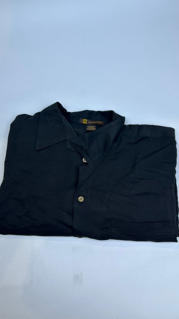 Harriton M560 Men's Barbados Textured Camp Shirt Black Size XLarge