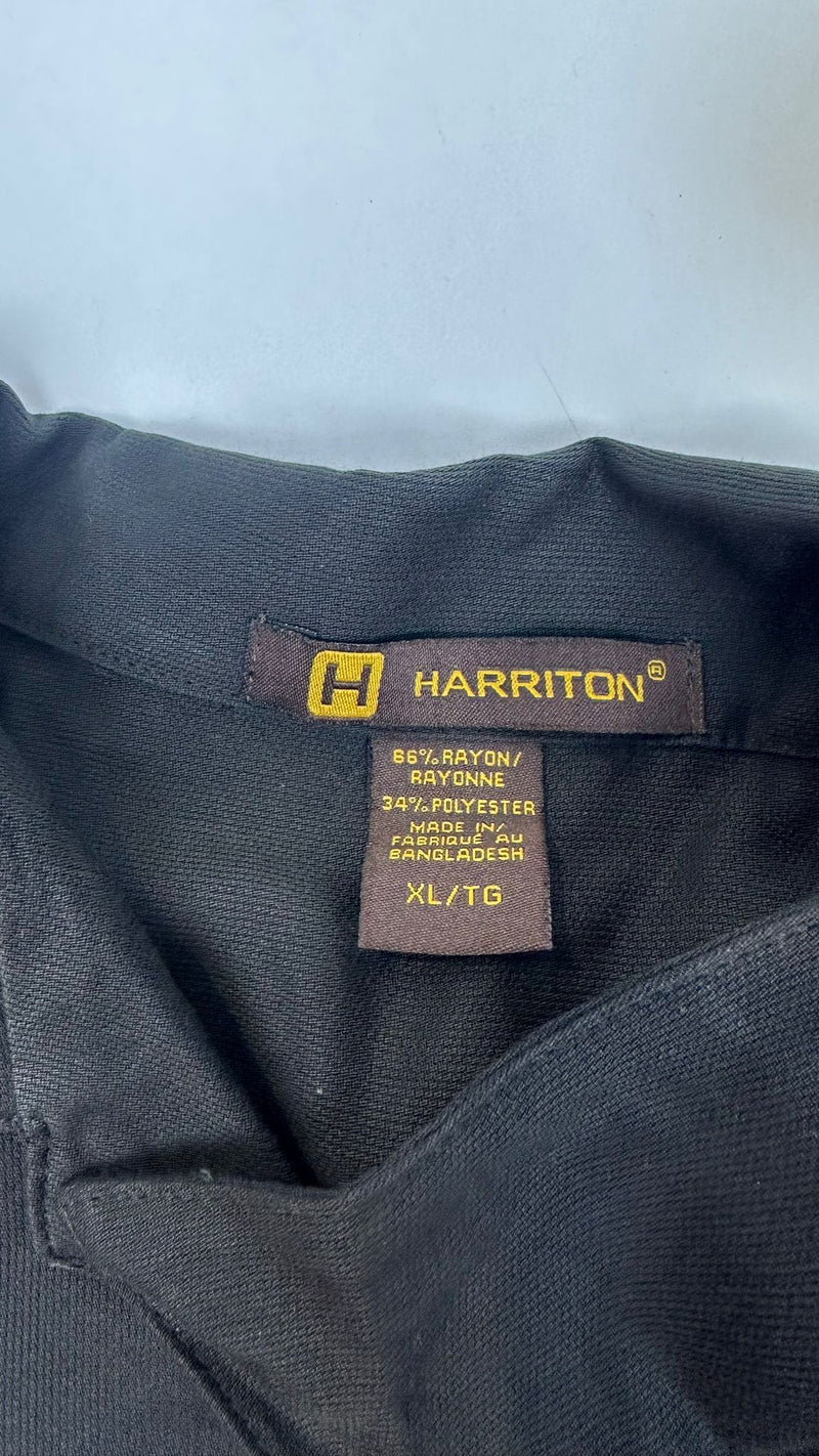 Harriton M560 Men's Barbados Textured Camp Shirt Black Size XLarge