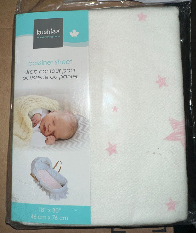 Bassinet Sheet Flannel Pink Scribble Stars