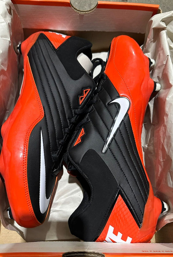 Nike Men Super Speed D Black White Orange Flash Size 12.5 Pair of Shoes