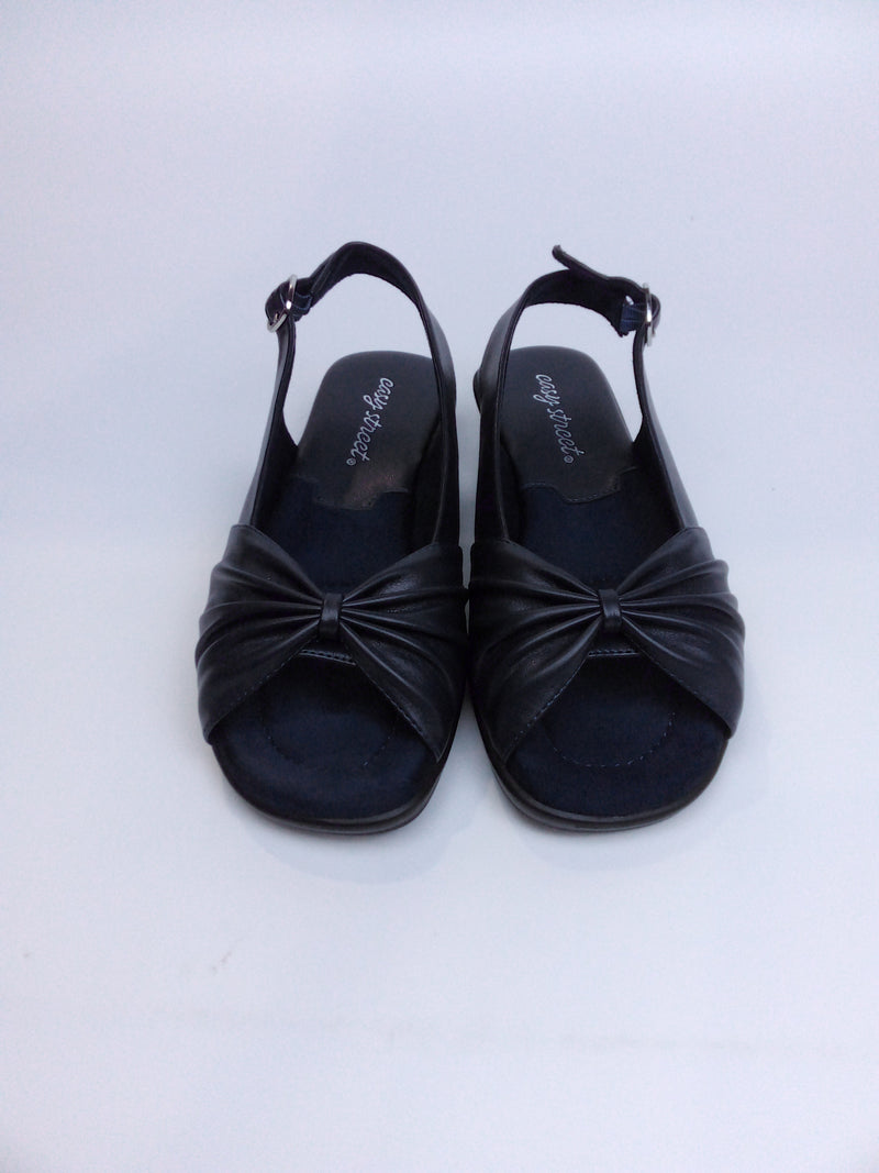Easy Street Womens Fantasia Gathered Sandals Navy Blue Size 6W Pair Of Shoes