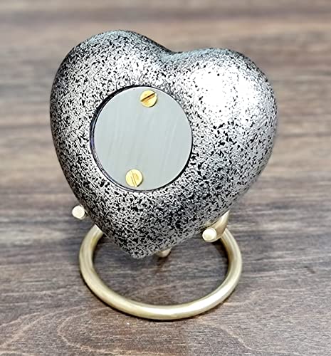 Heart-Shaped Silver Memorial Keepsake Cremation Urn