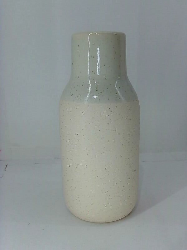 Symmetric Matrix Ceramic Vase Color Cream Size Diameter X 8.6 Inch