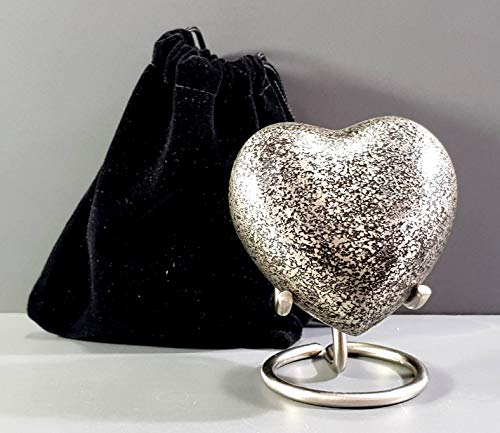 Heart-Shaped Silver Memorial Keepsake Cremation Urn