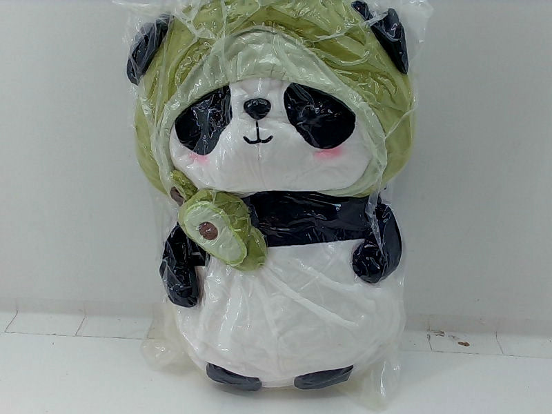 Adorable Plush Panda with Green Hood Home Accessory