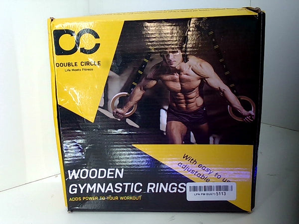 Double Circle Wood Gymnastics Rings with Numbered Straps Exercise Guide 1.1 Inch