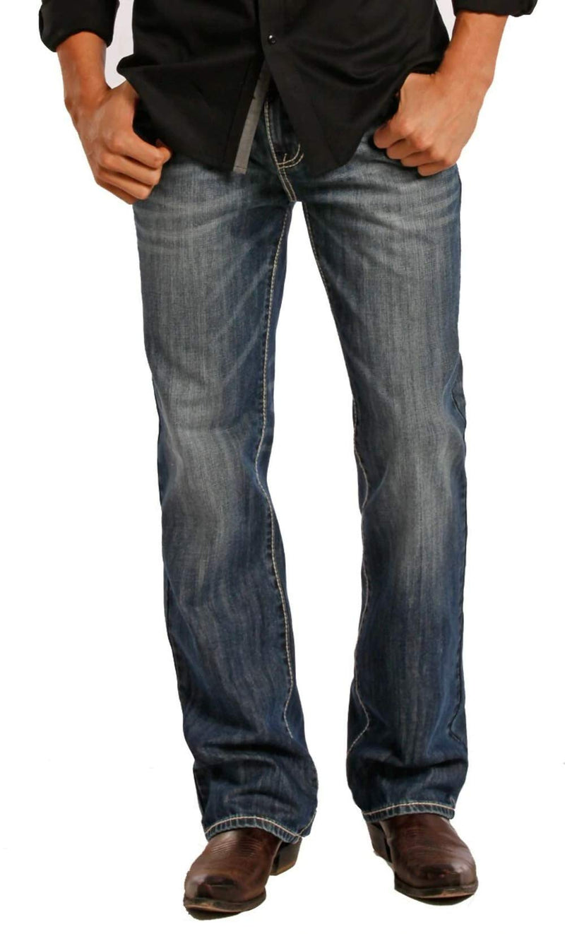 Rock & Roll Denim Relaxed Straight Bootcut Jeans 38W X 34L