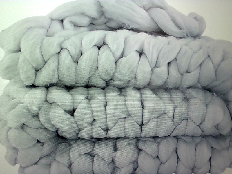 Chunky Light Grey Knit Throw Blanket for Home Decor 50x60''