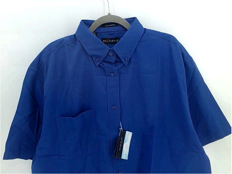 Ultra Club Mens SHIRT Regular Short Sleeve Dress Shirt Color Blue Size X-Large