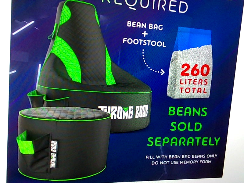 Green Bean Bag Chair with Footstool Comfortable Seating