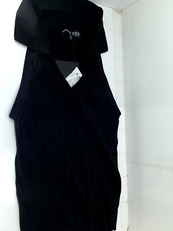 Sleeveless Black Collared Top for Women - Size 2