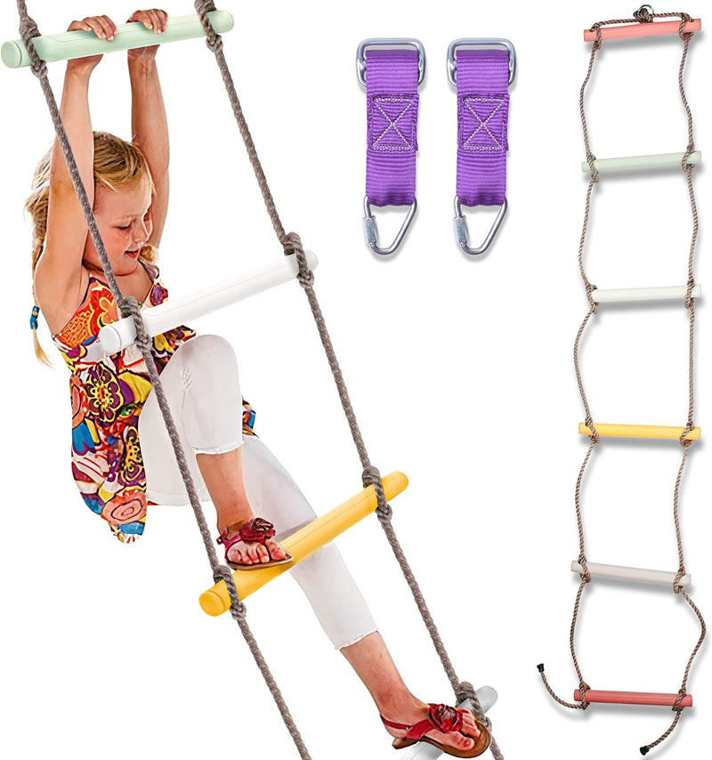 Climbing Rope Ladder for Kids Durable Plastic Ninja Warrior Course Colorful