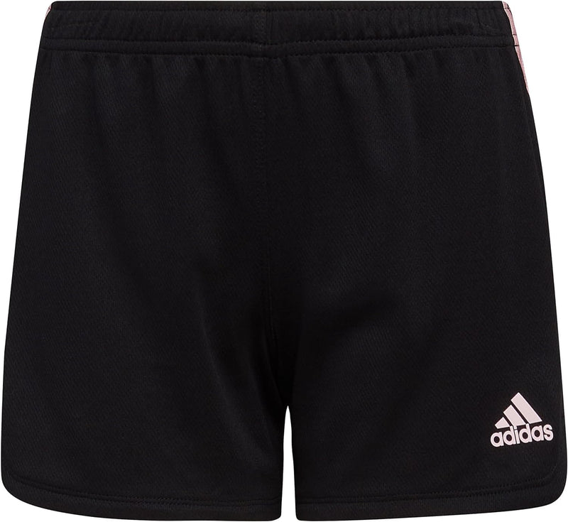 Adidas Girls' 3 Stripes Mesh Shorts 10 to 12 Black & Pink Size 10 to 12