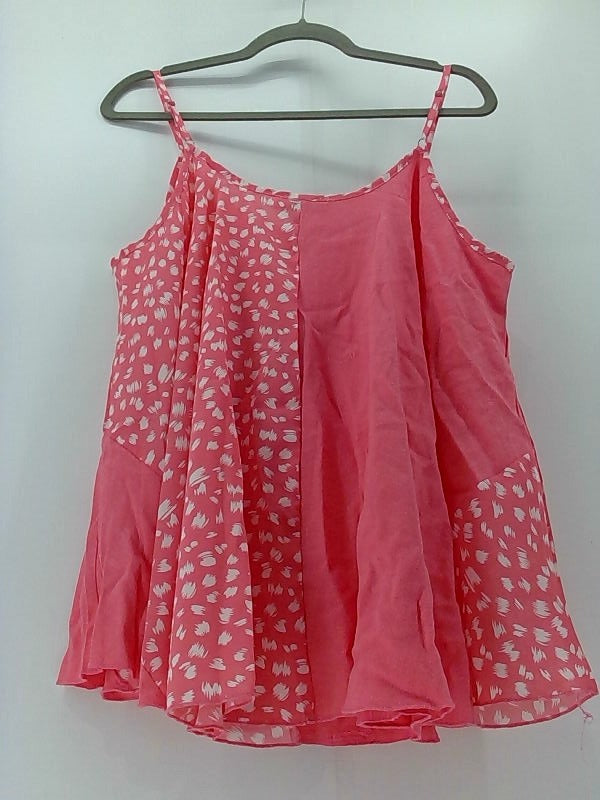 Pink Floral Spaghetti Strap Relaxed Fit Tank Top - X-Large