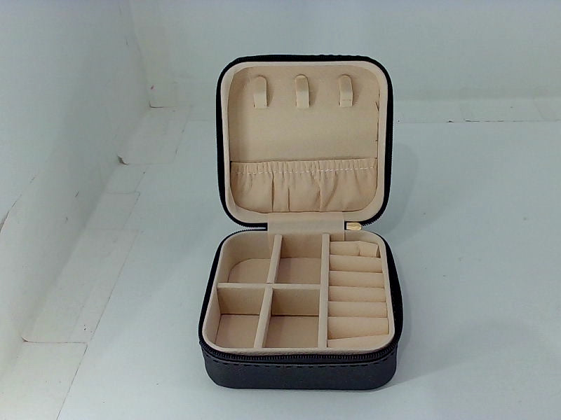 Compact Black Travel Jewelry Box Case - Small Size