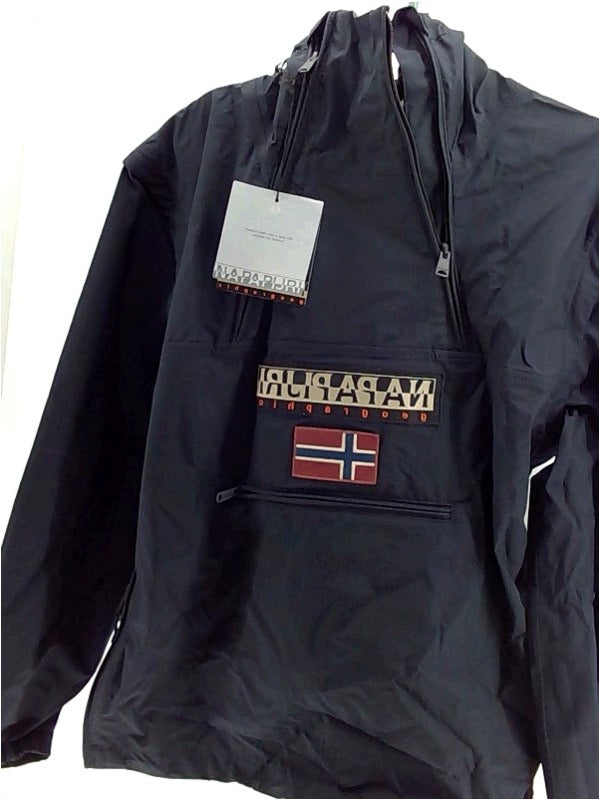 Napapijri Geographic Mens JACKET NORTFARER SHELL Regular Zipper Rain Jacket Color Black Size Medium