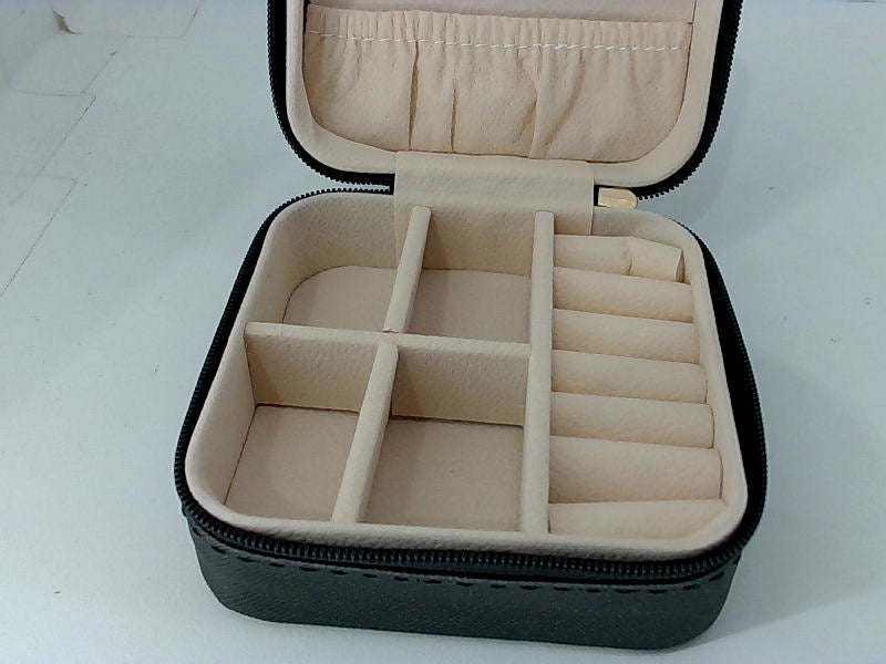 Compact Black Travel Jewelry Box Case - Small Size