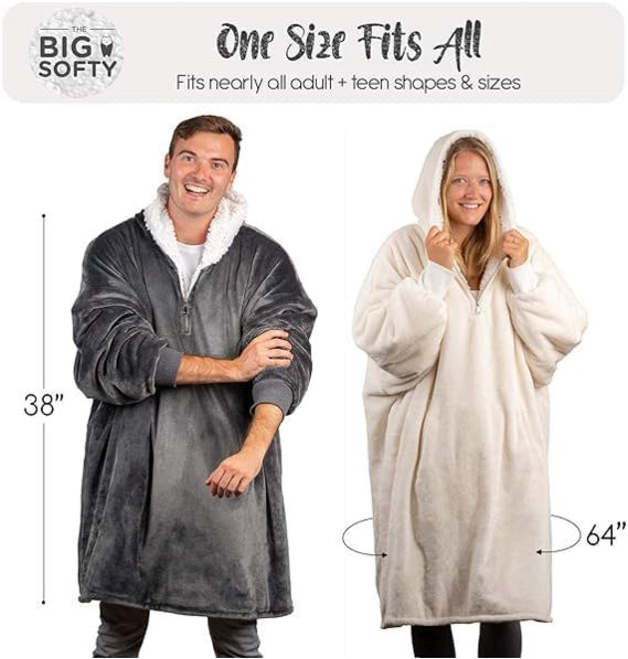 Unisex Fleece Wearable Blanket Hoodie with Zipper, Uni-Size