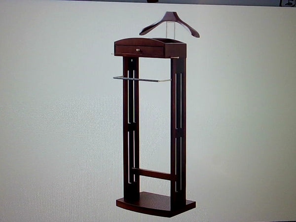 Elegant Proman Valet Stand in Dark Walnut Finish