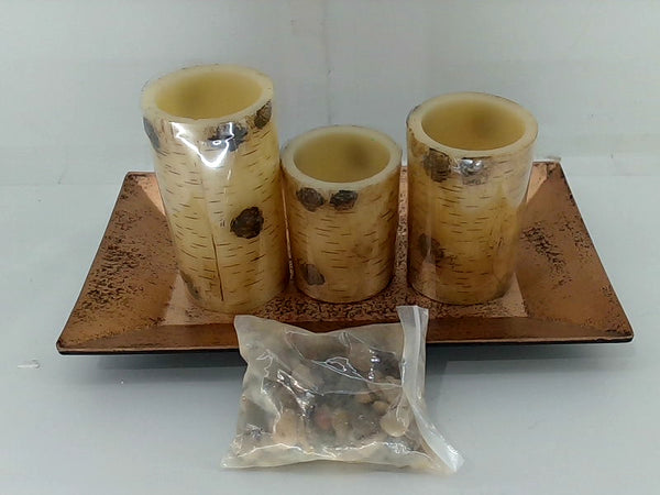 Dawhud Direct Birch Bark Led Candlescape Set MultiColor