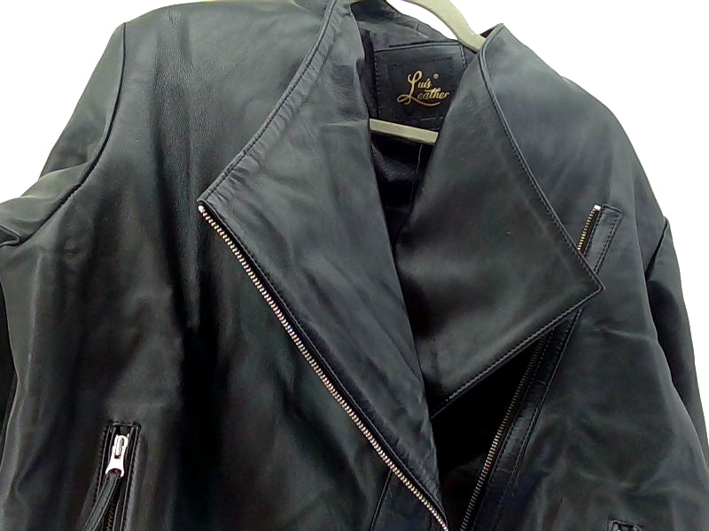 3XLarge Women's Black Loose Fit Leather Jacket with Zipper Details