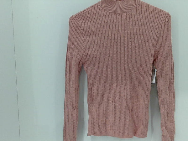 Women's Light Pink Stretch Long Sleeve Pullover Top Large