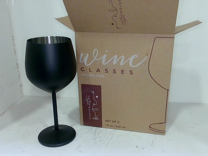 Gusto Nostro Black Stainless Steel Wine Glasses Set of 2