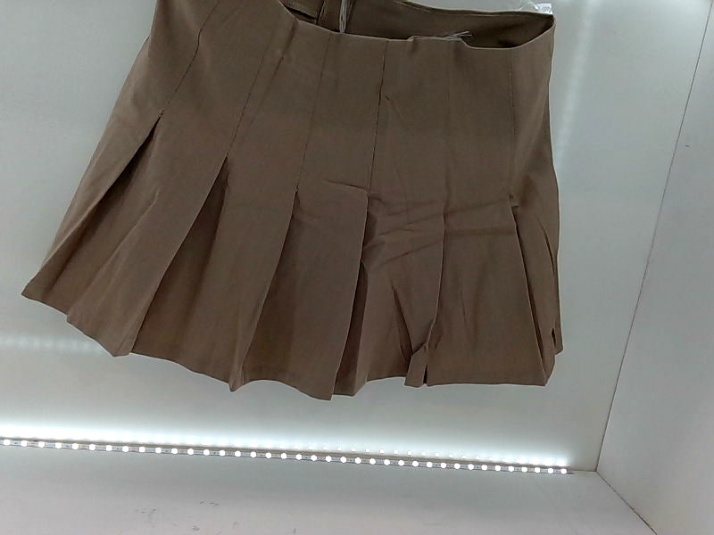 Women's Pleated High-Rise Tan Skirt - Size L