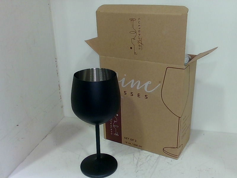 Gusto Nostro Black Stainless Steel Wine Glasses Set of 2