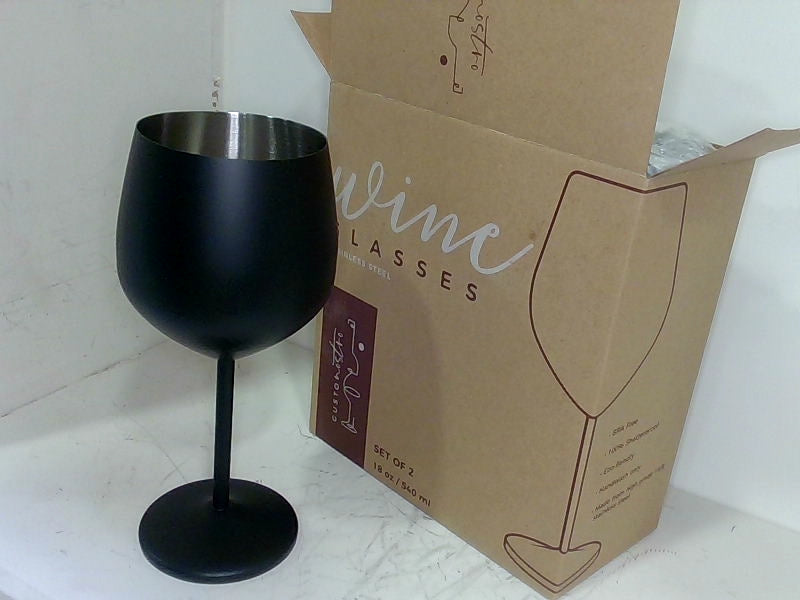 Gusto Nostro Black Stainless Steel Wine Glasses Set of 2