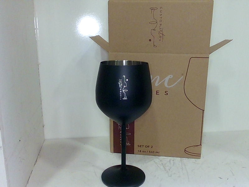 Gusto Nostro Black Stainless Steel Wine Glasses Set of 2
