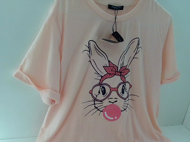 Light Pink Rabbit Graphic T-Shirt - Large