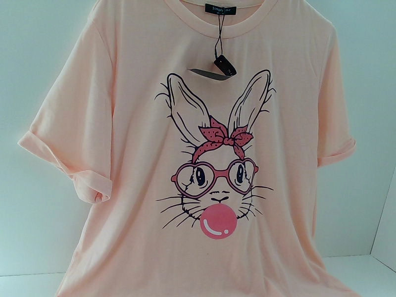 Light Pink Rabbit Graphic T-Shirt - Large