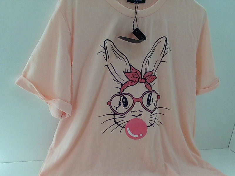 Light Pink Rabbit Graphic T-Shirt - Large