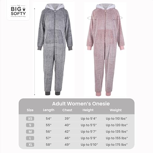 Cozy Teddy Fleece Adult Womens One PiecePajamas - Pink (X-Large)