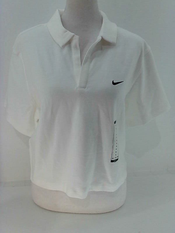 Nike Women's White Crop Polo Shirt X-Large