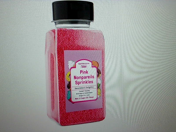 Pink Nonpareils Sprinkles for Baking and Decorating 2 Cups