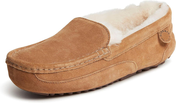 Men's Shearling Moccasin Slipper Wide Width Size 9 Chestnut