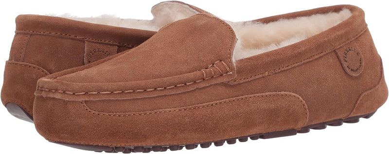 Men's Shearling Moccasin Slipper Wide Width Size 9 Chestnut