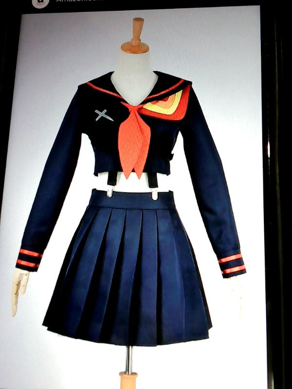 Ryuko Matoi Cosplay Costume Dress Color Navy Blue & Red Size 3XLarge