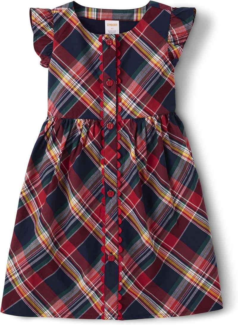 Kids' Red Plaid Flutter Sleeve Dress - Gymboree, Size 4T