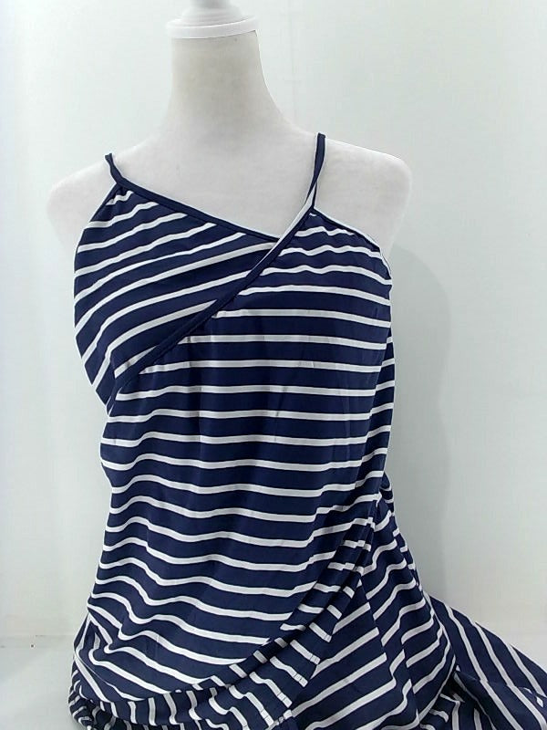 Navy Blue Striped Beach Wrap Bathrobe XL