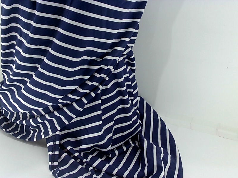 Navy Blue Striped Beach Wrap Bathrobe XL