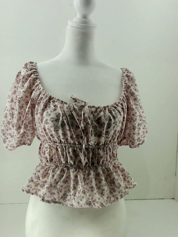 Floral Smocked Peasant Blouse Medium